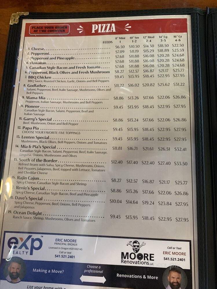 Mia & Pia's Pizzeria - Klamath Falls, OR menu_pic