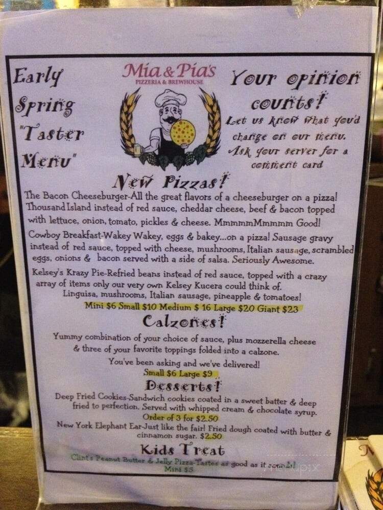 Mia & Pia's Pizzeria - Klamath Falls, OR menu_pic