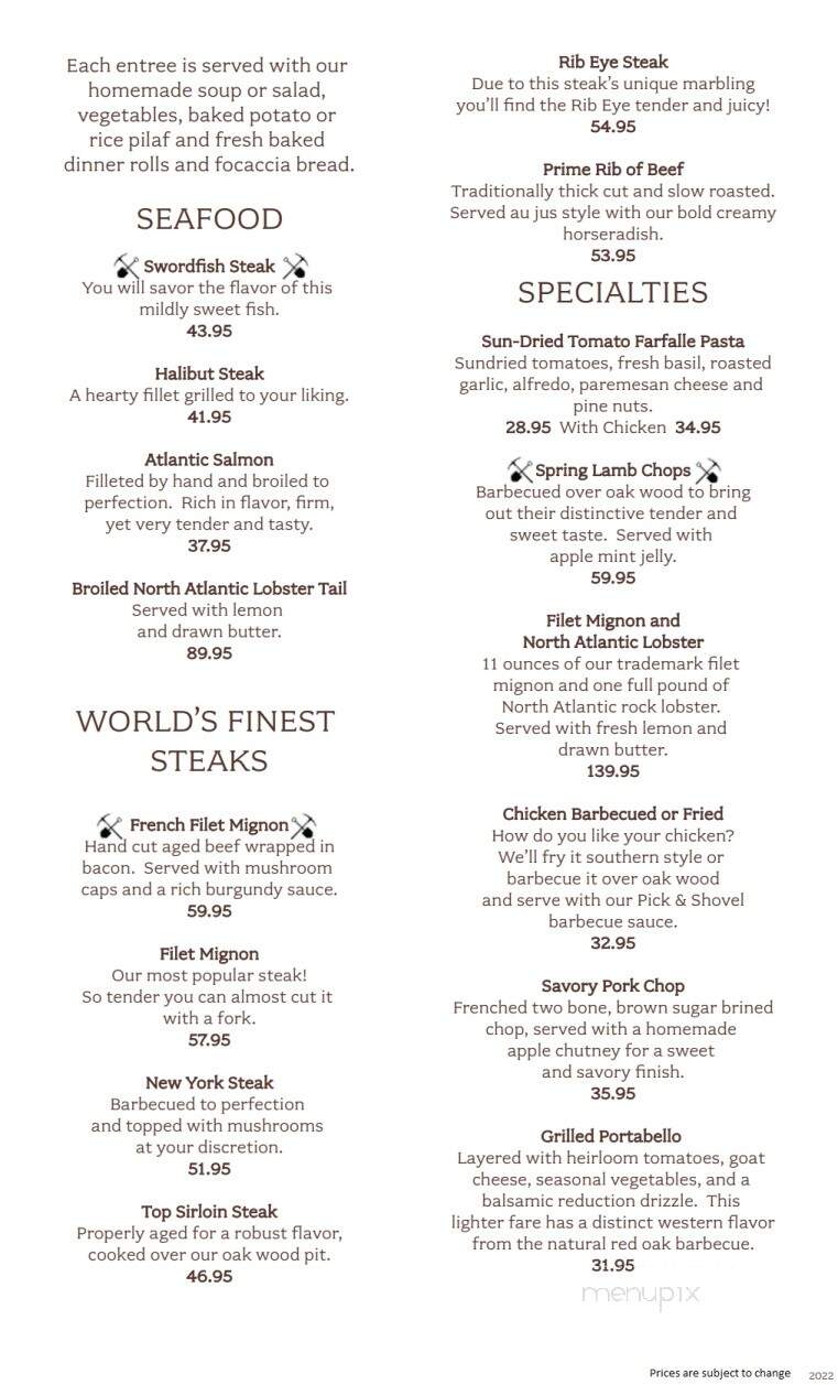 Madonna Inn - Alex Madonna's Gold Rush Steak House - San Luis Obispo, CA menu_pic