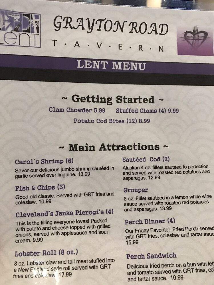 Grayton Road Tavern - Cleveland, OH menu_pic