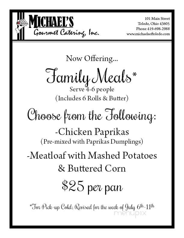 Michael's Cafe Bakery - Toledo, OH menu_pic