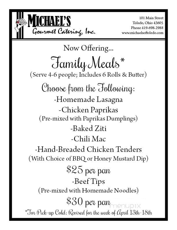 Michael's Cafe Bakery - Toledo, OH menu_pic