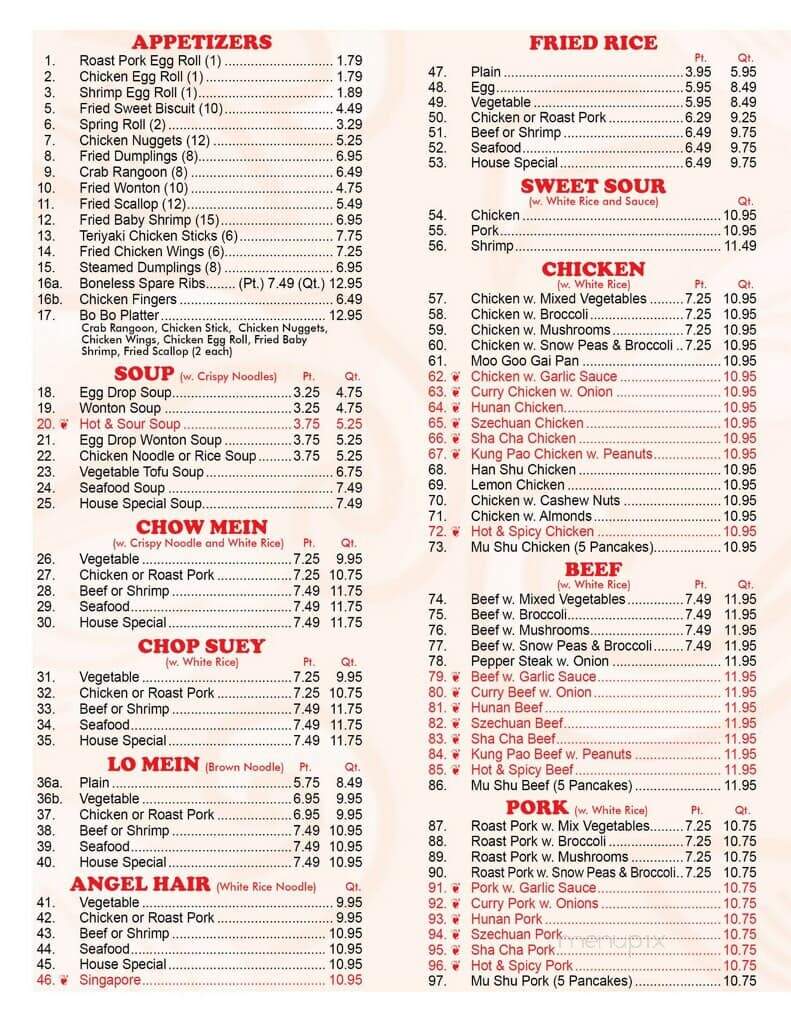 China One - Sheboygan Falls, WI menu_pic