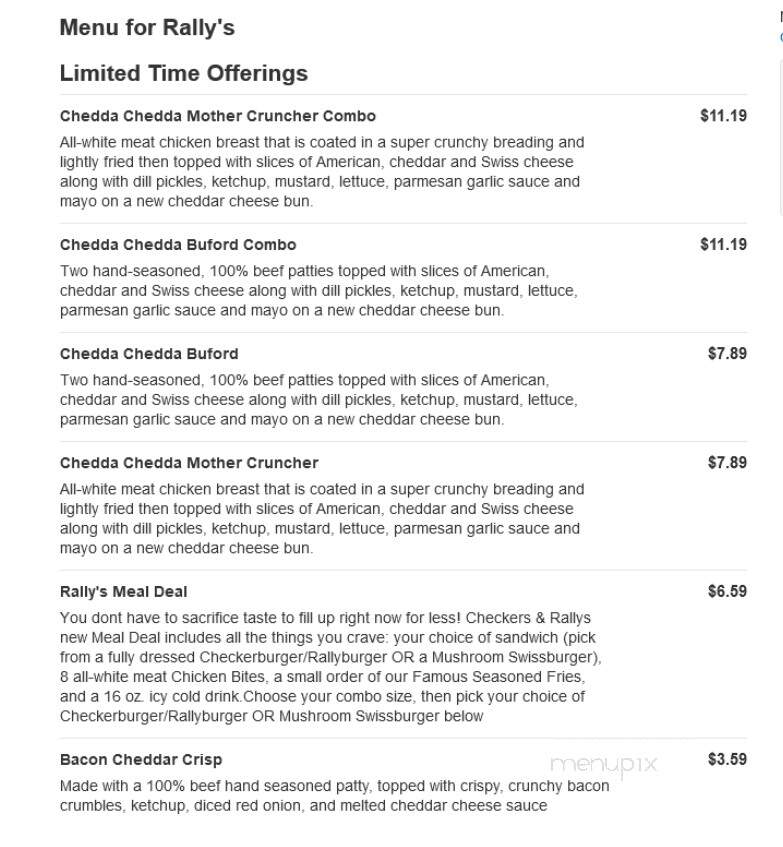 Rally's Hamburgers - Niles, OH menu_pic