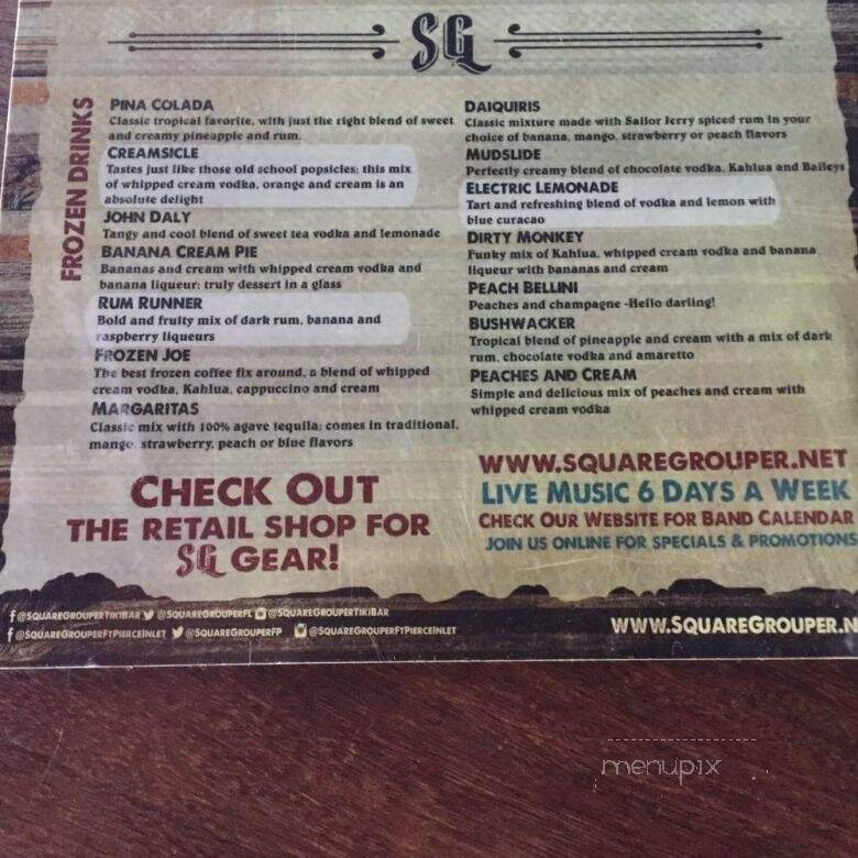 Square Grouper Tiki Bar - Jupiter, FL menu_pic