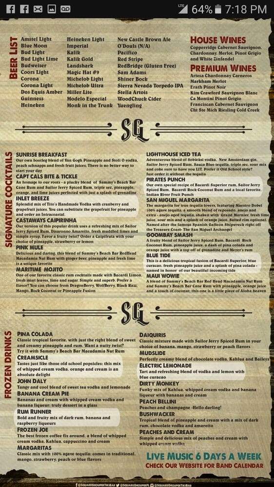 Square Grouper Tiki Bar - Jupiter, FL menu_pic