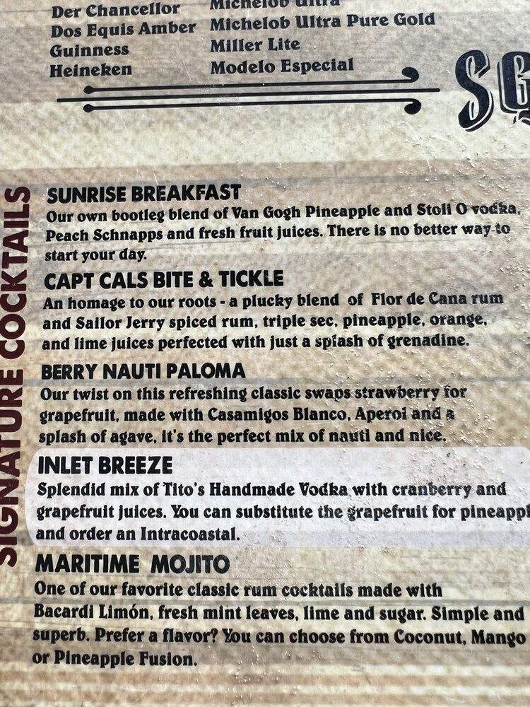 Square Grouper Tiki Bar - Jupiter, FL menu_pic