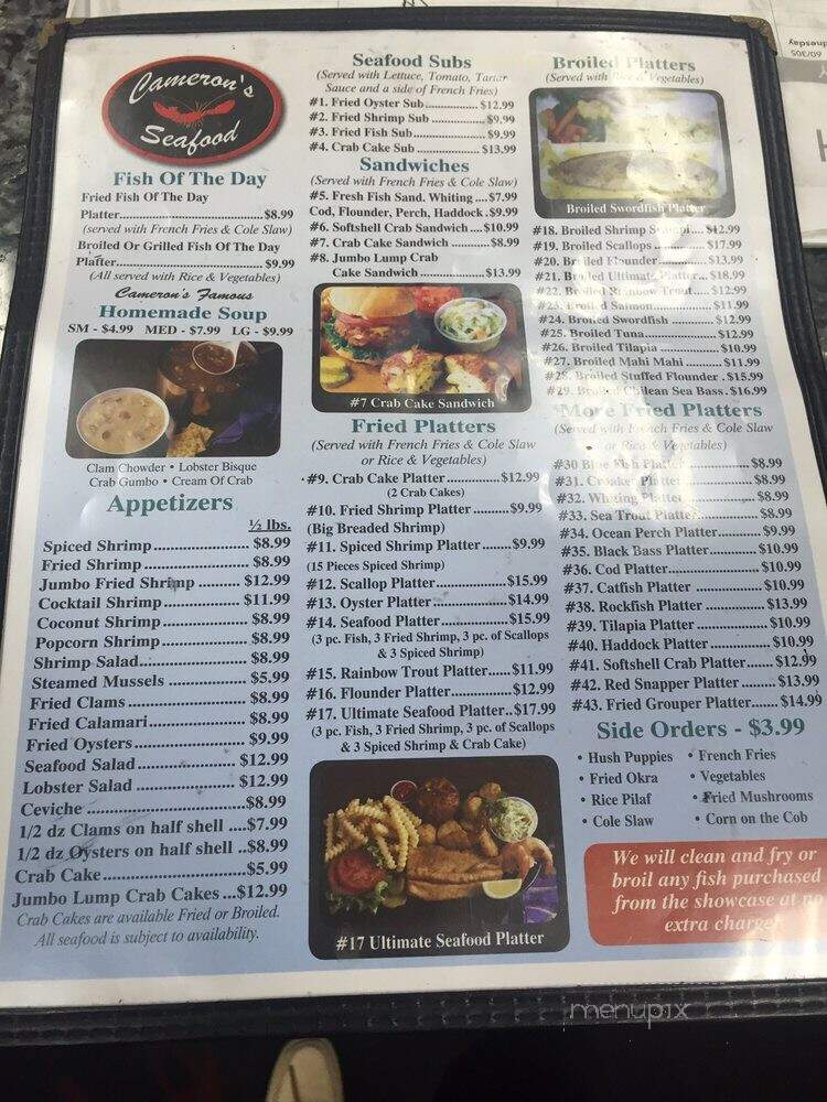 Cameron's Seafood Market - Laurel, MD menu_pic