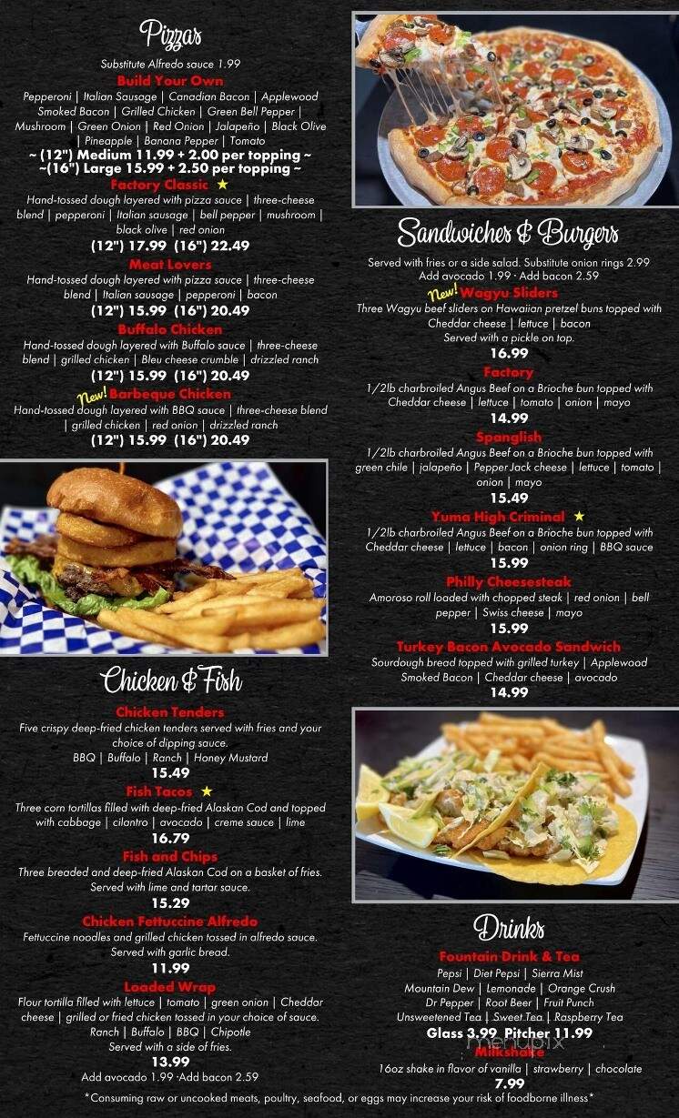Z Fun Factory - Yuma, AZ menu_pic