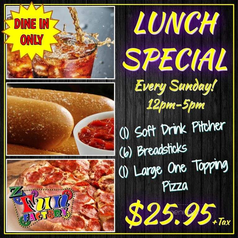 Z Fun Factory - Yuma, AZ menu_pic