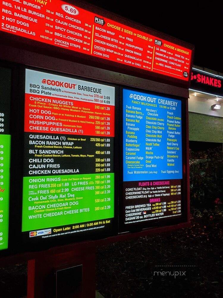 Cook Out - Concord, NC menu_pic