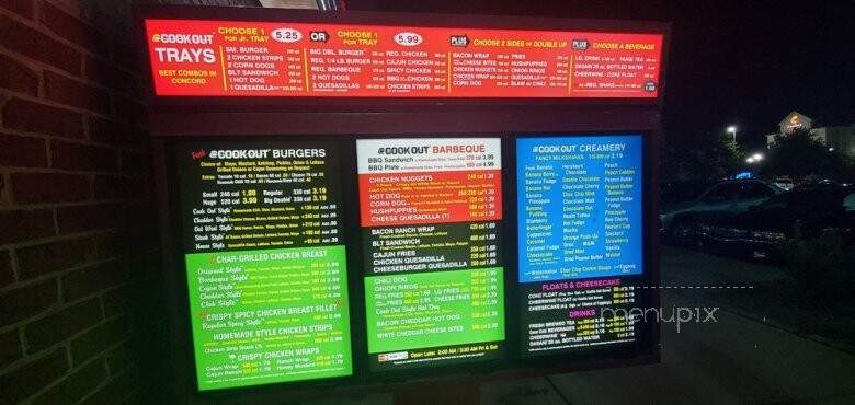Cook Out - Concord, NC menu_pic