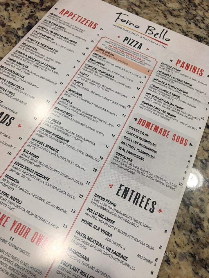 Forno Bello - DeLand, FL menu_pic