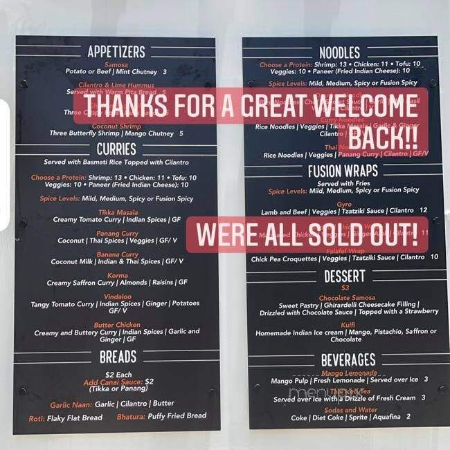 Fusion Food Truck - Jacksonville, FL menu_pic