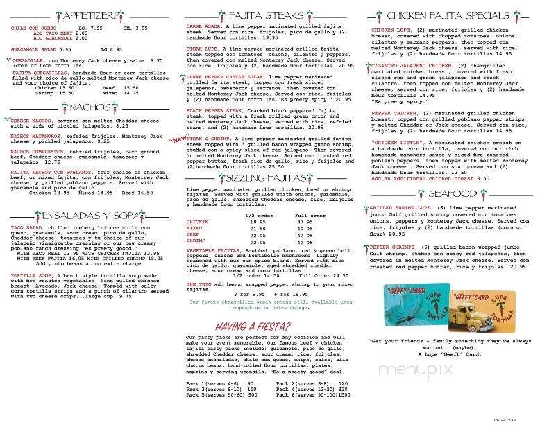 Lupe Tortilla - Beaumont, TX menu_pic