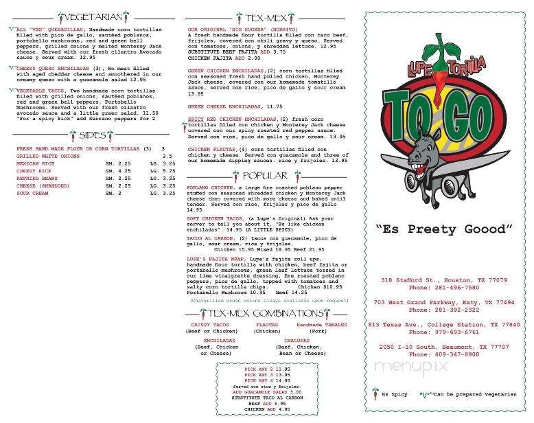 Lupe Tortilla - Beaumont, TX menu_pic