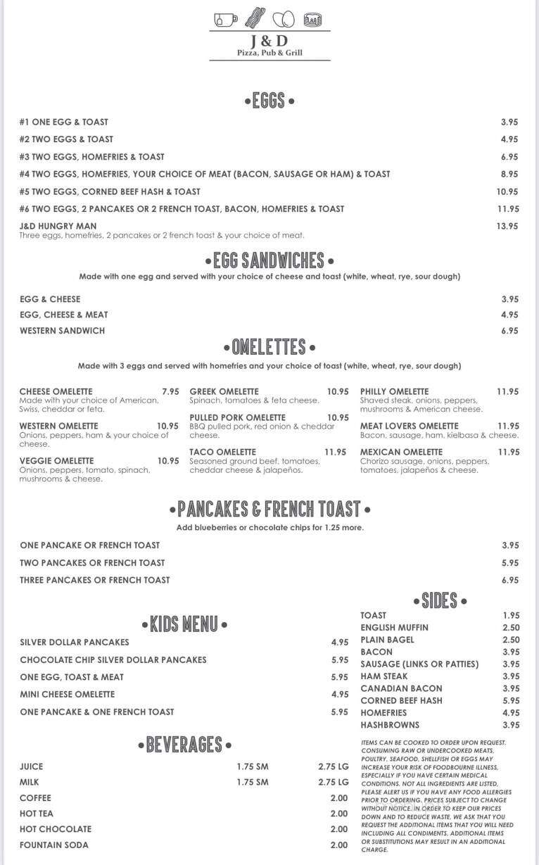 J & D's Pub and Pizza - Stafford, CT menu_pic