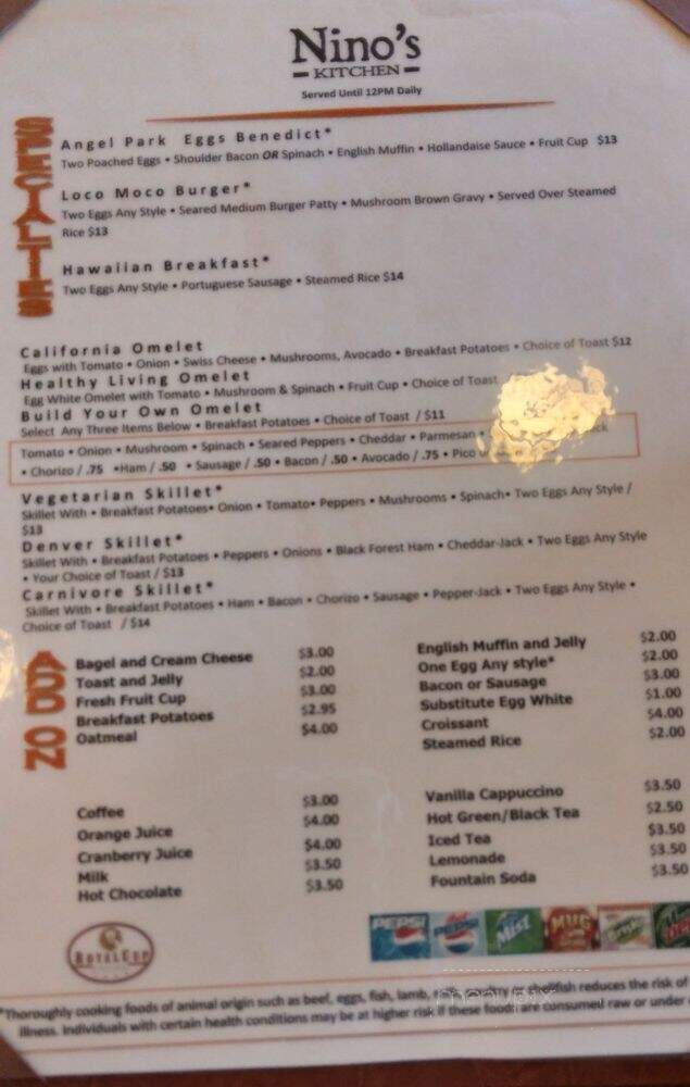 Nino's Kitchen - Las Vegas, NV menu_pic