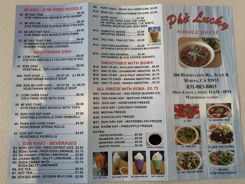 Pho Lucky Noodle House - Marina, CA menu_pic