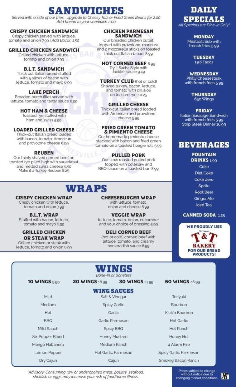 Jackie's Sports Bar and Grill - Painesville, OH menu_pic
