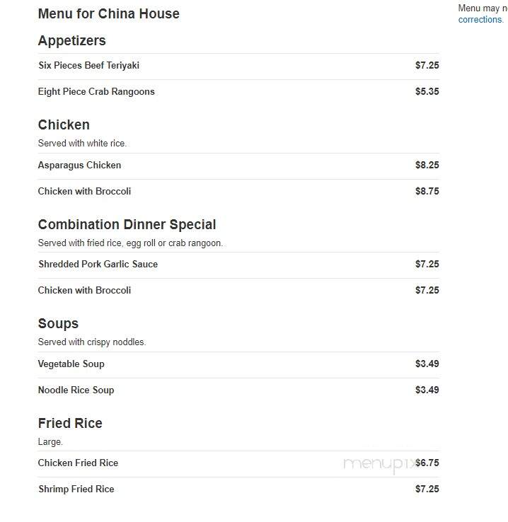 China House - Lincoln, NE menu_pic