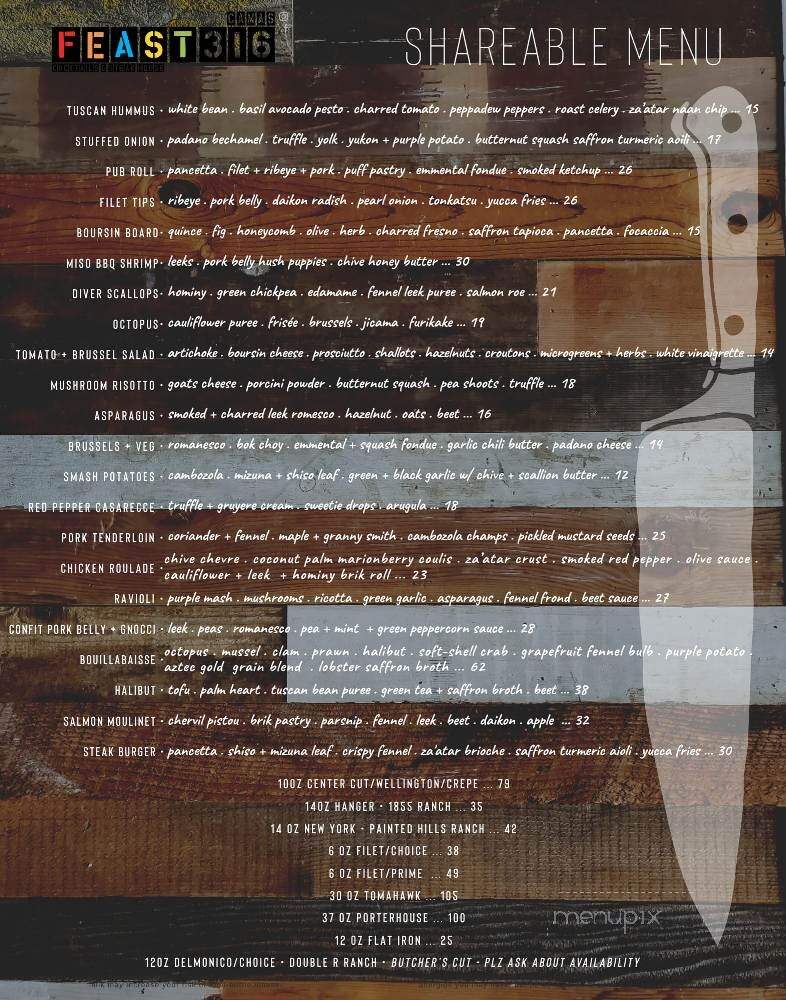 Feast at 316 - Camas, WA menu_pic