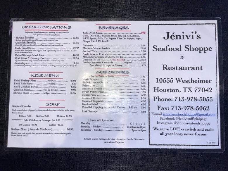 Seafood Shoppe - Houston, TX menu_pic