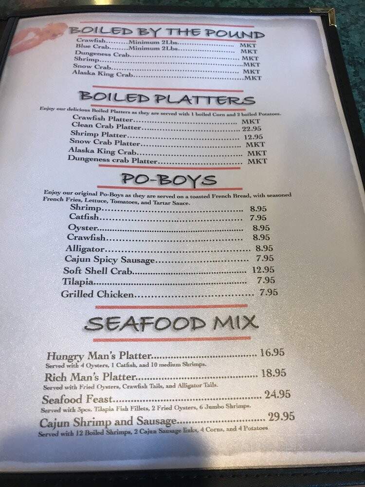 Seafood Shoppe - Houston, TX menu_pic