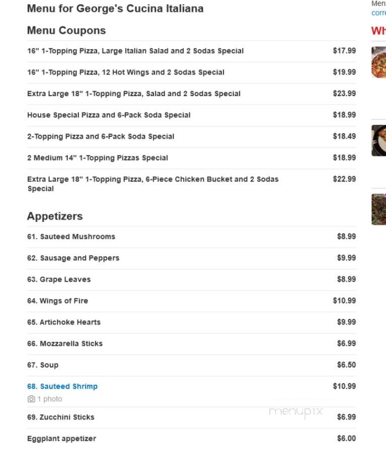 George's Cucina Italiana - Glendale, CA menu_pic