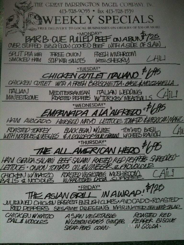 Great Barrington Bagel Co Incorporated - Great Barrington, MA menu_pic