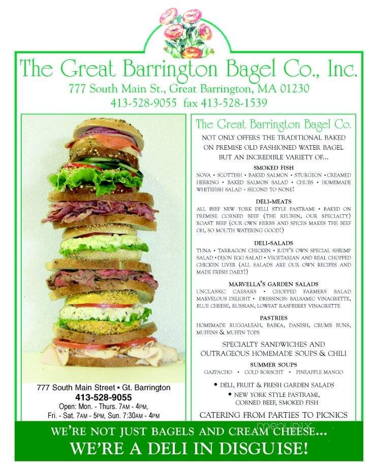 Great Barrington Bagel Co Incorporated - Great Barrington, MA menu_pic