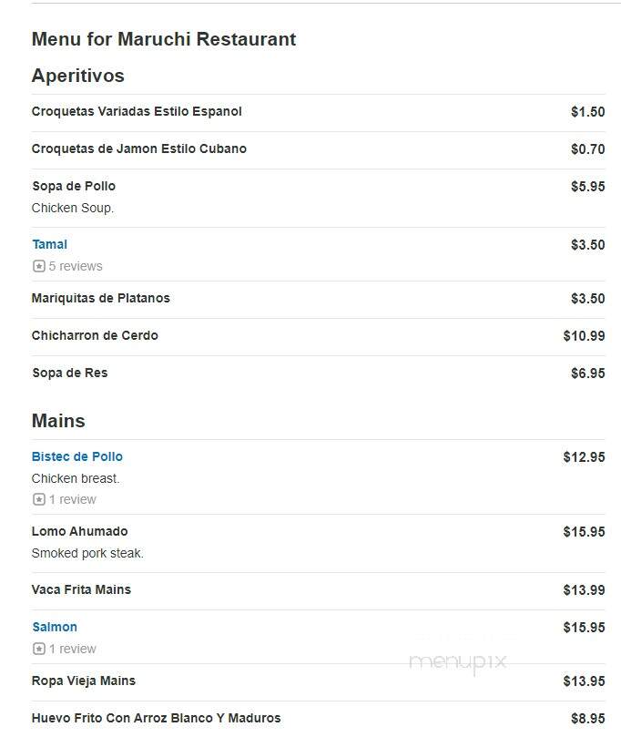 Maruch Restaurant - Hialeah, FL menu_pic