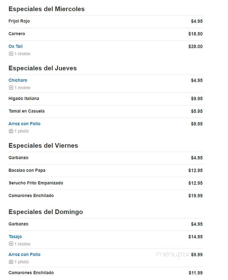 Maruch Restaurant - Hialeah, FL menu_pic