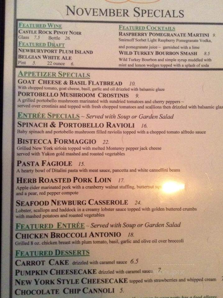 Calitri's Italian Cuisine - Danvers, MA menu_pic