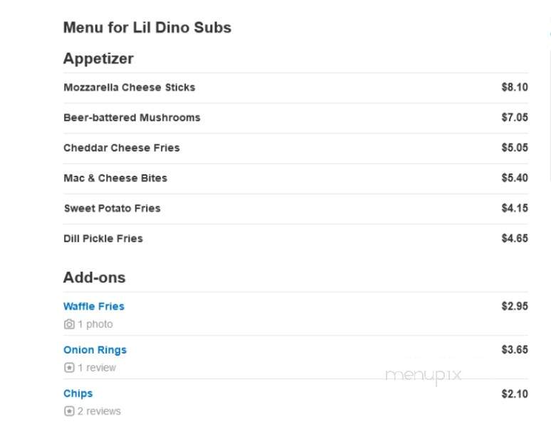 Lil Dino Subs - Pinehurst, NC menu_pic