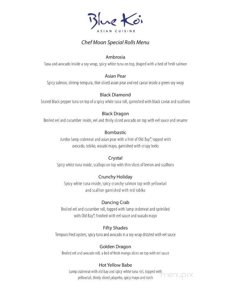 Blue Koi - Hanover, PA menu_pic