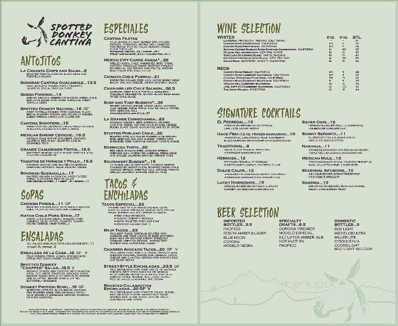 Spotted Donkey Cantina - Scottsdale, AZ menu_pic