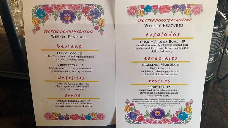 Spotted Donkey Cantina - Scottsdale, AZ menu_pic