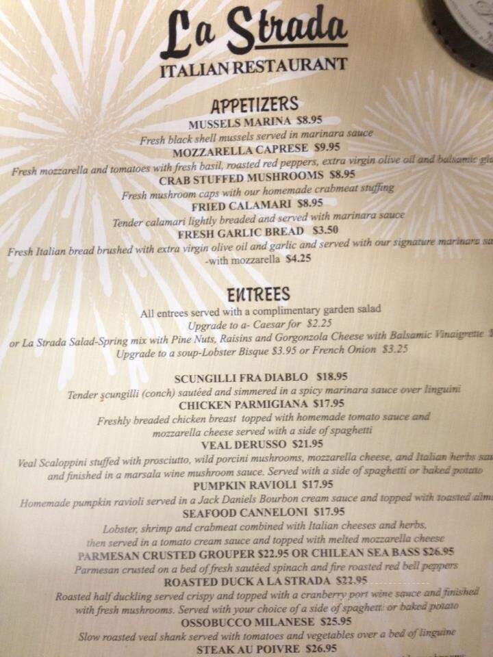 La Strada Italian Restaurant - St Augustine, FL menu_pic