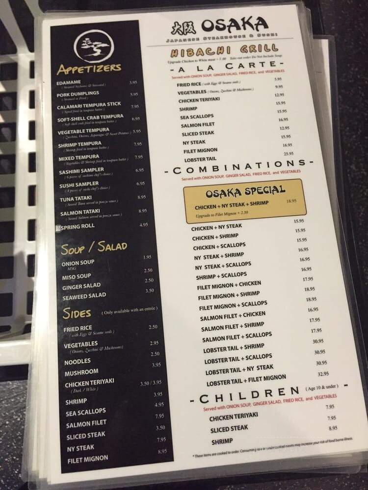 Osaka Japanese Steak House - Winter Haven, FL menu_pic