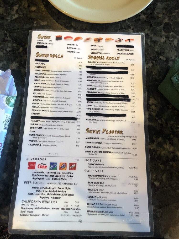 Osaka Japanese Steak House - Winter Haven, FL menu_pic