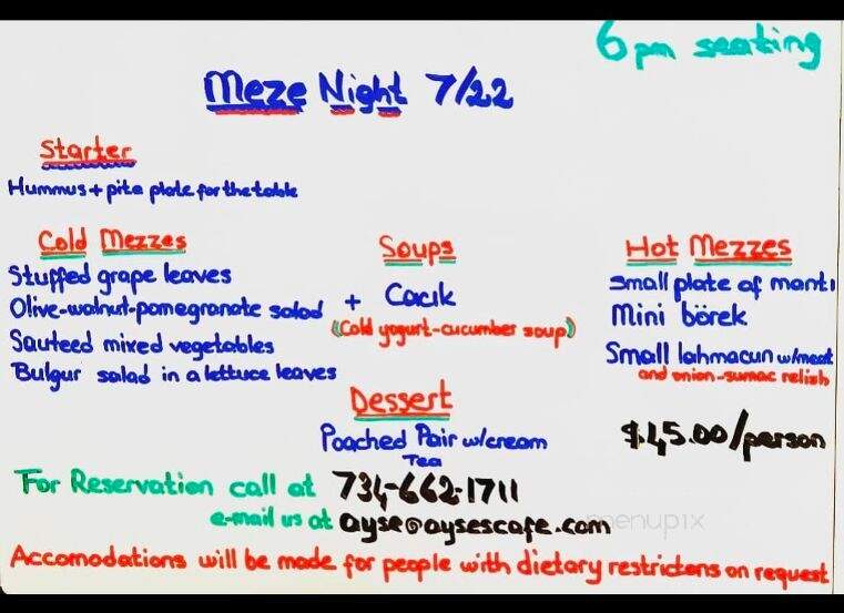 Ayse's Turkish Cafe - Ann Arbor, MI menu_pic