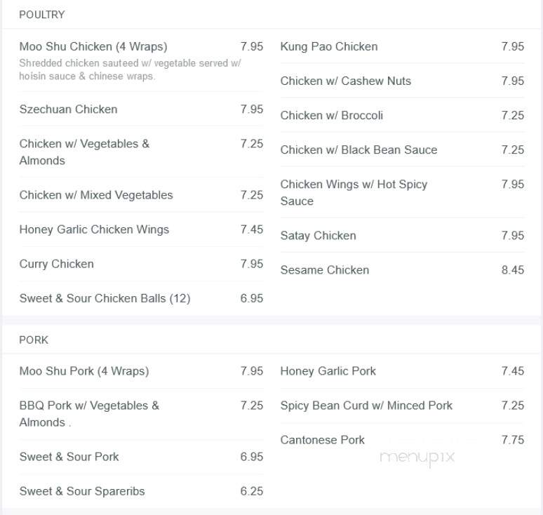 Ray's Chinese Restaurant - Guelph, ON menu_pic