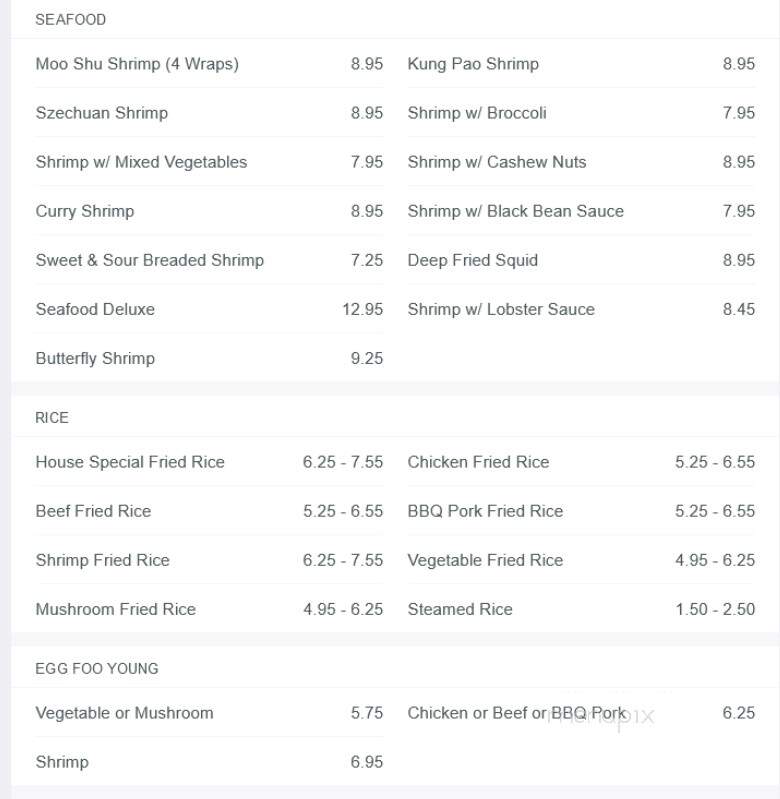 Ray's Chinese Restaurant - Guelph, ON menu_pic