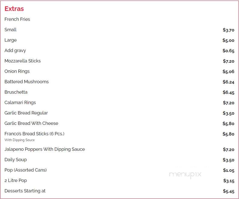 Franco's Restaurants - Windsor, ON menu_pic