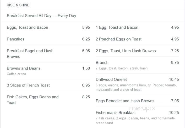 Driftwood Restaurant - Berwick, NS menu_pic