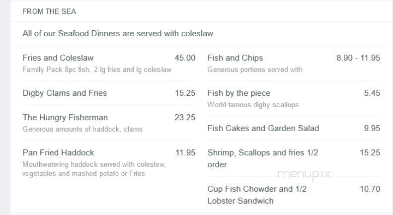 Driftwood Restaurant - Berwick, NS menu_pic