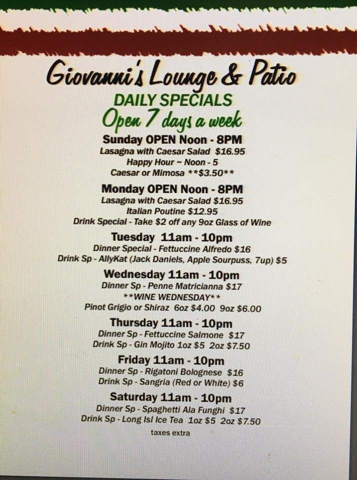 Giovannis Ristorante - Qualicum Beach, BC menu_pic