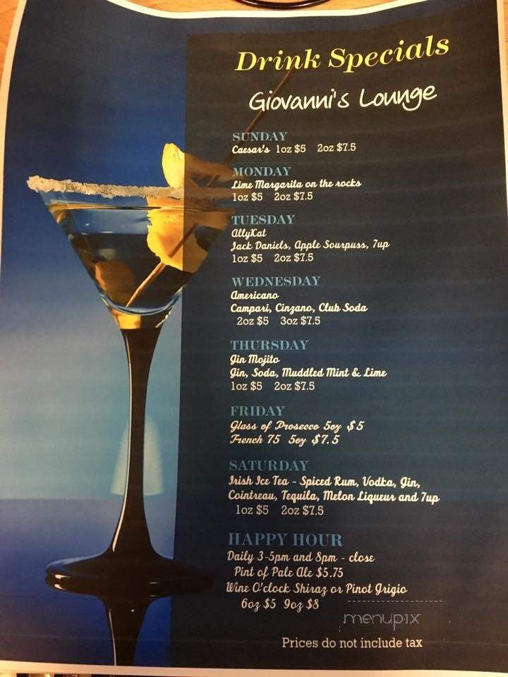 Giovannis Ristorante - Qualicum Beach, BC menu_pic