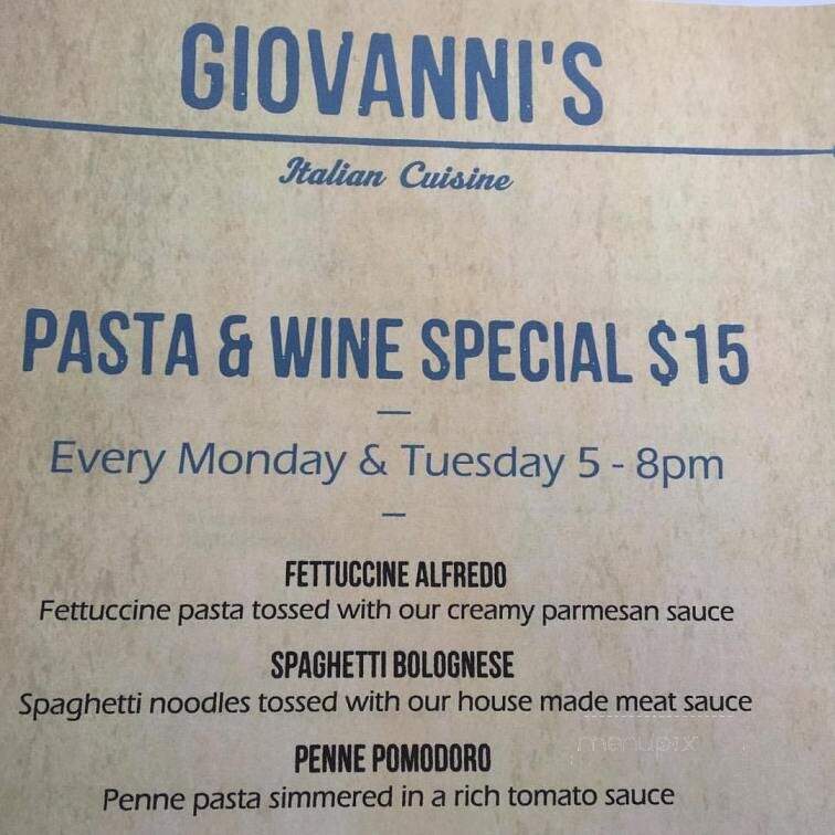 Giovannis Ristorante - Qualicum Beach, BC menu_pic